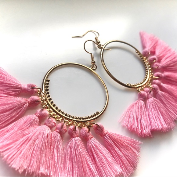 “Arriba!” Boho Festival Tassel Fringe Hoop Fun/Cute Summer Beach Party Earrings - Picture 3 of 16